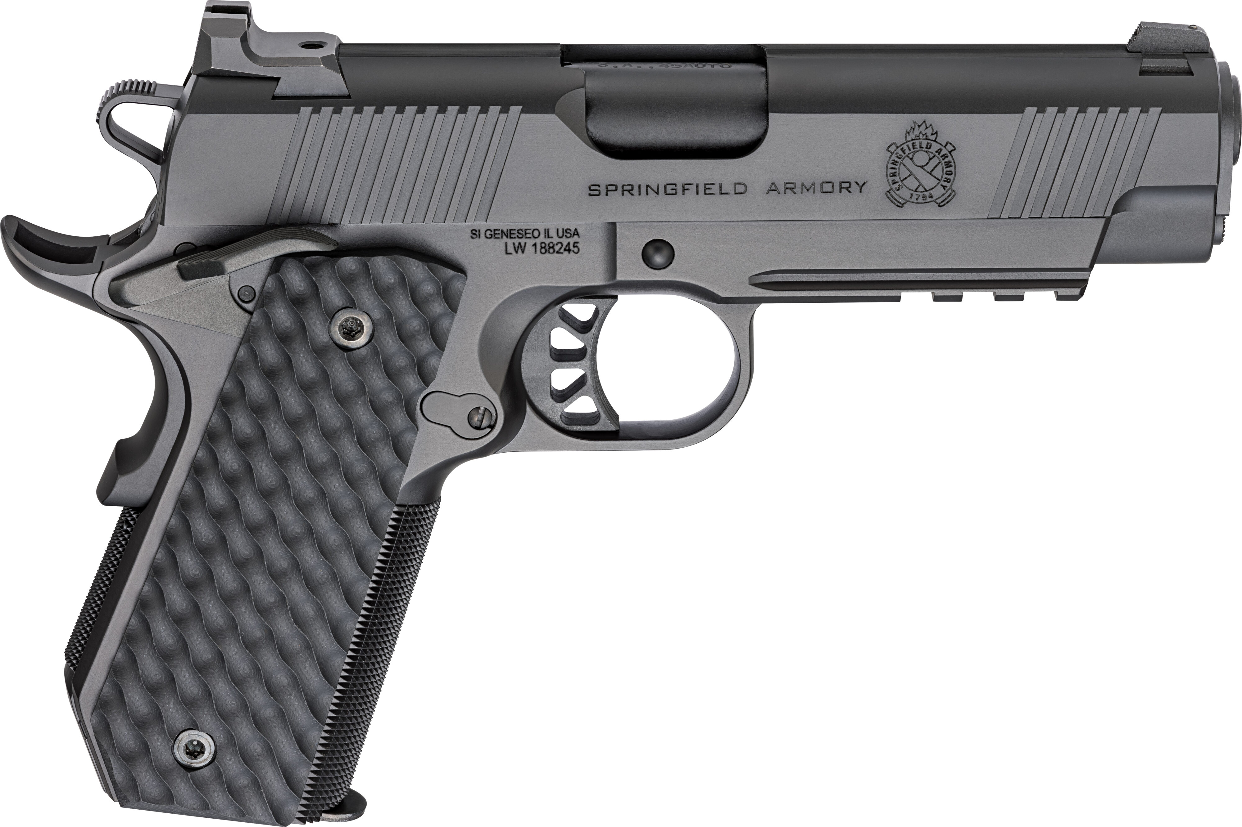 dSPRINGFIELD ARMORY TRP 1911 4.25" 45ACP W/ CARRY CUT & RAIL 2-8RD